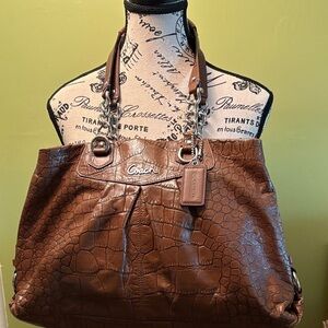 Coach Ashley Croc Embossed Leather Carry All satchel (style F17661)